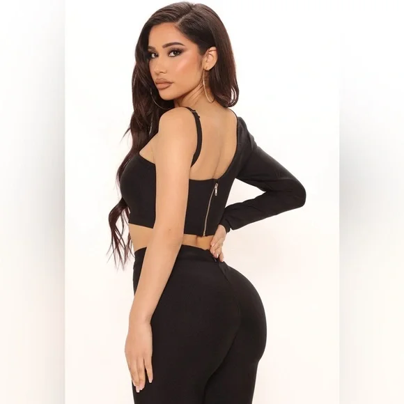 Kali Bandage Black Crop Top  One Shoulder Top Small - Picture 3 of 6